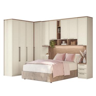 Imagem de Guarda Roupa Casal De canto Modulado Toledo 166 Canto Reto 9 Portas Bater 9 Gavetas MDF Areia com Wood