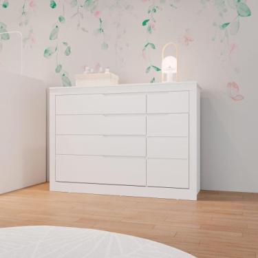Imagem de Cômoda de Bebê Fraldário 1 Porta 5 Gavetas Cléo Carolina Baby Branco F