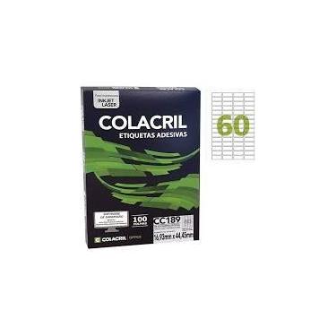Imagem de Etiqueta Colacril Cc189 60 por Folha 16,93mmx44,45mm com 100 folhas