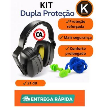 Imagem de Kit Protetor Auricular Abafador Tipo Concha 21dB Ledan EPI Proteção Au