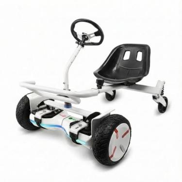 Imagem de Hoverkart Carrinho Hoverboard C/ Volante Amortecedor Branco - Shark Bl