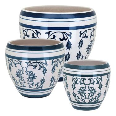 Imagem de Jogo 3 Cachepô Cerâmica Colorido Vaso Decorativo Planta
