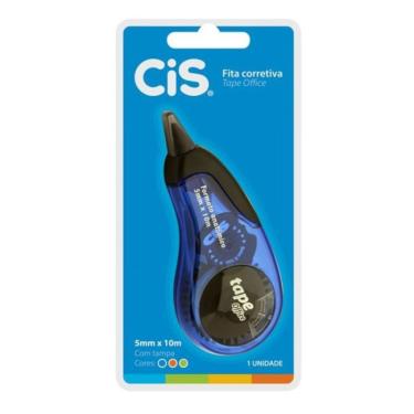 Imagem de Corretivo em Fita Cis Tape Office com Formato Anatômico e Tampa para Correções de Textos 5MM X 10M 1 Unidade Azul