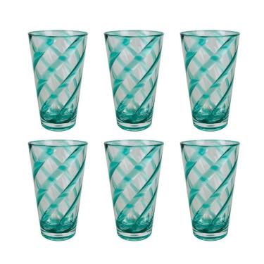 Imagem de Conjunto 6 Copos em Acrílico com Detalhes Espirais Verde 600ml RJW0029 BTC