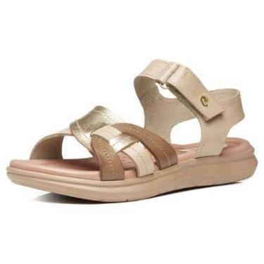 Imagem de Sandalia Feminina Couro Confortavel Resistente Leve Pegada-Feminino