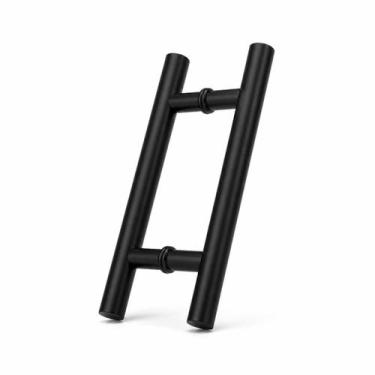 Imagem de Puxador Porta Portão Correr Vidro Madeira Inox 30cm Preto - RR Inox
