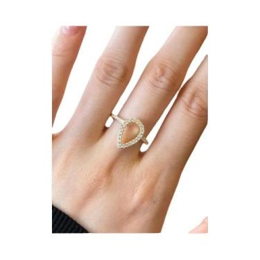 Imagem de Anel Feminino De Prata Esterlina 925 Com Zircônia Em Formato De Gota P