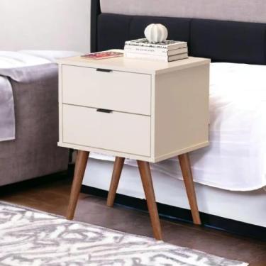 Imagem de Mesa de Cabeceira JB 1818 Mesinha Apoio Decorativa Quarto com 2 Gaveta
