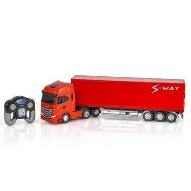 Imagem de Caminhão Brinquedo Miniatura Iveco Bau S-Way Controle Remoto - USUAL, 