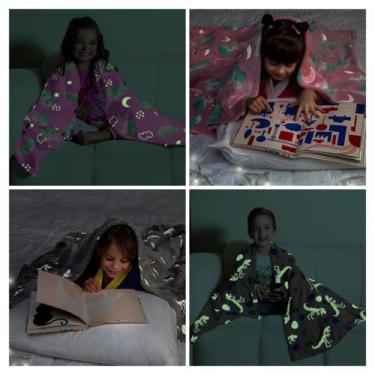 Imagem de Manta Sofá Infantil Brilha no Escuro Dupla Face Menina Menino Lepper -