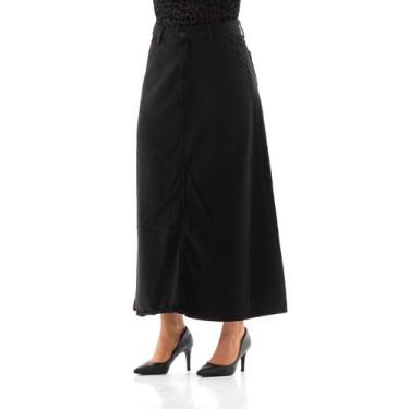 Imagem de Saia Jeans Feminina Arauto Evasê Black - Arauto Jeans, Preto, 40
