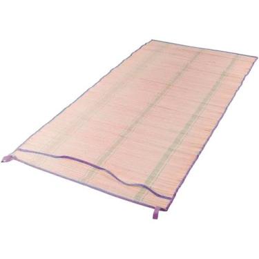 Imagem de Esteira de Praia Banho de Sol com Alça Dobrável Palha Natural 70cm x 1