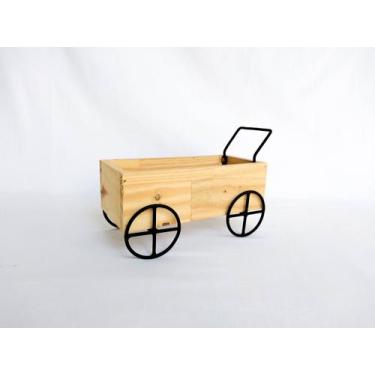 Imagem de Carrinho floreira em pinus natural - Wood Steel Decor