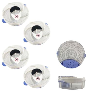 Imagem de Captura Prende Moscas Kit 4 Uni Captura Insetos Varejeira Mosquito Pernilongos USB Gaiola Reutilzavel Portatil