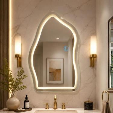 Imagem de Espelho Lopazzi Magnus Led Jateado 90x60cm Lapidado Sala Hall Quarto P