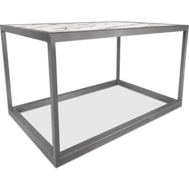 Imagem de Mesa De Centro Goldin Retangular Para Sala Decoração  Prata/Vulcano - 
