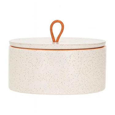 Imagem de Pote Decorativo de Cerâmica Multiuso Branco Potiche Granilite com Tamp