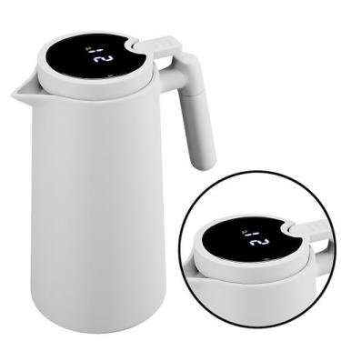 Imagem de Garrafa Térmica Termometro Digital 1L Café Chá Com Cabo Madeira - Orig