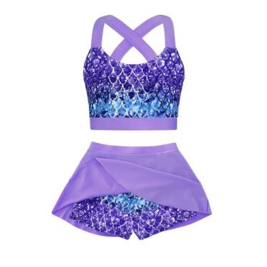 Imagem de Maiô Infantil Cutemile Roxo Sereia Tankini 2 Peças