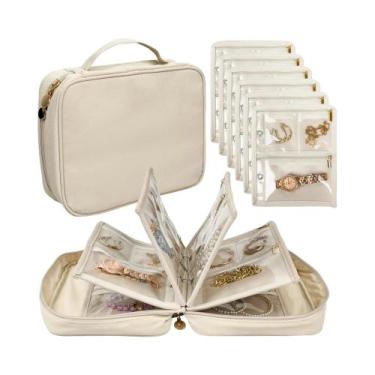 Imagem de Estojo Organizador De Joias Para Viagem, Bolsa De Veludo Com Zíper Tra