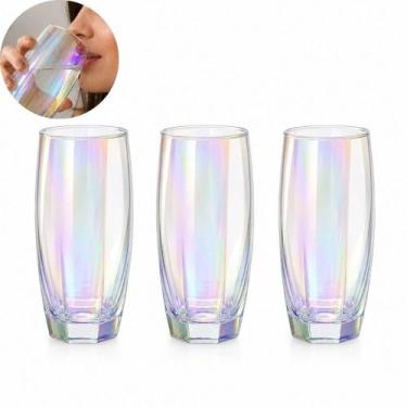 Imagem de Conjunto 3 Copos Vidro 365Ml Furta Cor Jogo Florida Kit Elegante Moder