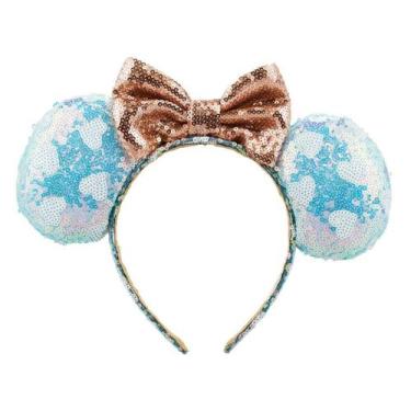 Imagem de Tiara Laço Rosê Orelhas Azul Lantejoulas Minnie - Disney - Taimes