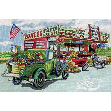 Imagem de Tobin Route 66 Farmstand, kit de ponto de cruz de 38 x 56 cm, branco