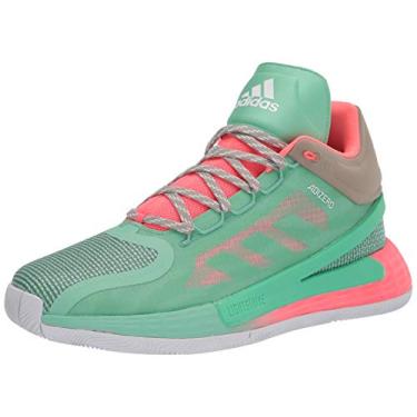 Imagem de adidas Tênis de basquete unissex adulto D Rose 11, Prisma menta/raspagem vermelha/bege, 9.5 Women/9.5 Men