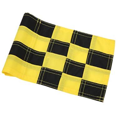 Imagem de VGEBY Bandeira verde de golfe com buraco de golfe bandeiras xadrez para quintal campo de golfe golfe Prctice (preto e amarelo)