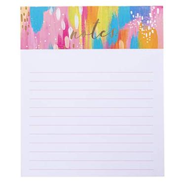 Imagem de Graphique Bloco de notas Jotter, design de pinceladas – 11,4 cm x 14 cm x 2,5 cm, 250 páginas forradas com "notas" na parte superior enfeitada em folha dourada – Lindo diário para deixar mensagens e fazer anotações