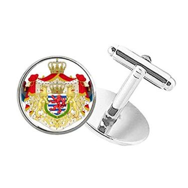 Imagem de DIYthinker Abotoaduras Luxemburgo National Emblem Country Symbol com botão redondo