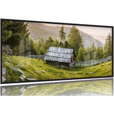Imagem de Quadro Paisagem Montanha Cabana Natureza Nascer do Sol 130x60 Moldura Preta 2x2