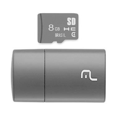 Imagem de Leitor USB Multilaser com Cartão de Memória Classe 4 8GB MC161
