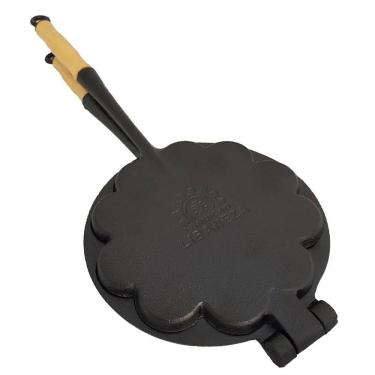 Imagem de Forma Waffle Ferro Fundido Cabo Madeira Fogão a Lenha 16cm