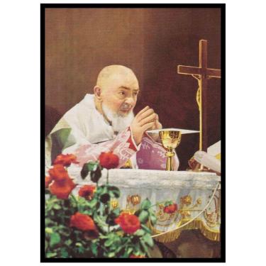 Imagem de Quadro Decorativo Religioso São Padre Pio de Pietrelcina 30x42cm com moldura e vidro