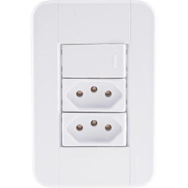 Imagem de Conjunto 4x2 com 1 Interruptor Simples 10 A 250 V e 2 Tomadas 2P+T 20 A 250 V Tramontina Tablet Branco Tramontina