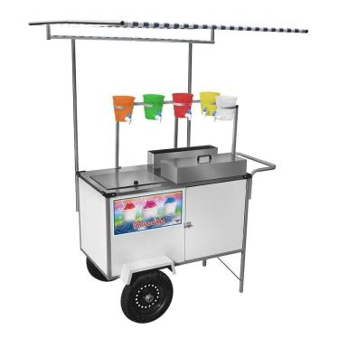 Imagem de Carrinho de Raspadinha Cefaz Branco Rodas Pneumáticas e Toldo BL31P/T