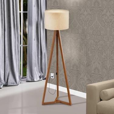 Imagem de Luminária De Chão Madeira Off White Classic Tebarrot