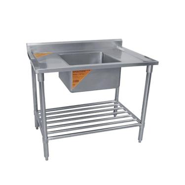 Imagem de Pia inox 1 m com uma cuba 45x45x25 cm e prateleira gradeada