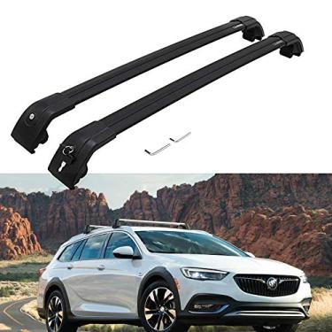 Imagem de UDP 2 peças serve para Buick Tourx 2020 Rack de teto de alumínio com trava barras transversais Bagagem Bagagem Bagageiro - Preto