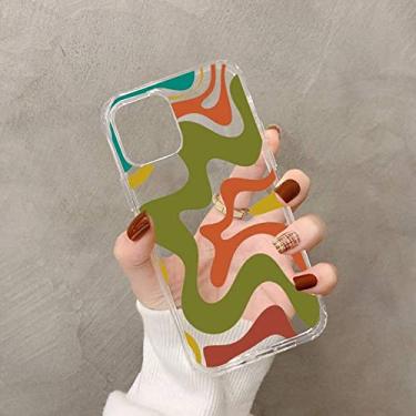 Imagem de Padrão abstrato de redemoinho líquido para iPhone 11 12 pro XS MAX 8 7 6 6S Plus X 5S SE 2020 XR Capa verde grama bege, A11, para iPhone 5 5S SE