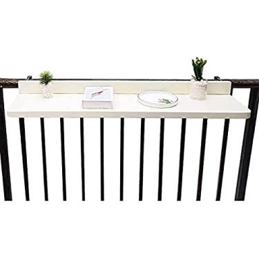 Imagem de Trilhos de mesa de deck dobrável, meia mesa suspensa de varanda, mesa de varanda pendurada, mesa de bar de varanda para trilhos, mesa suspensa de varanda dobrável, mesa de trilhos ao ar livre varanda altura do balcão, branco, 80 *