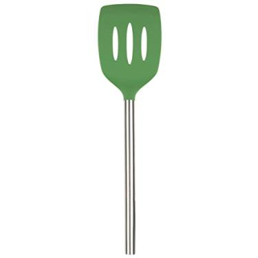 Imagem de Tovolo Espátula de silicone com alça de aço inoxidável, espátula de panqueca, utensílio de cozinha resistente a arranhões para panelas antiaderentes e frigideiras de ferro fundido, pesto, 1 unidade