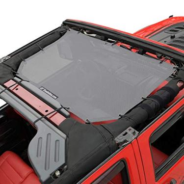 Imagem de Shadeidea JK Toldo de sol compatível com Jeep Wrangler JKU Cobertura de teto de malha macia (2007-2018) - Bloqueador UV de ruído de vento -10 anos de garantia -4 portas e 2 portas - cinza - frontal