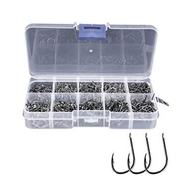 Imagem de KIZQYN Ganchos de pesca 100/200/300 PCS ganchos de pesca de aço de alto carbono conjunto de ganchos de pesca com caixa de plástico transparente 10 tamanho (3 #-12 #) acessórios de pesca de peixe de água salgada (tamanho: 200 peças)
