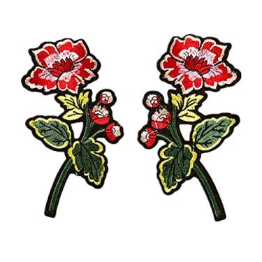Imagem de Yliping 2 Pçs Adesivos de Bordado de Flores Costurar com Ferro no Patch Emblemas Bordados para Bolsa Jeans Chapéu Camiseta DIY Apliques Decoração