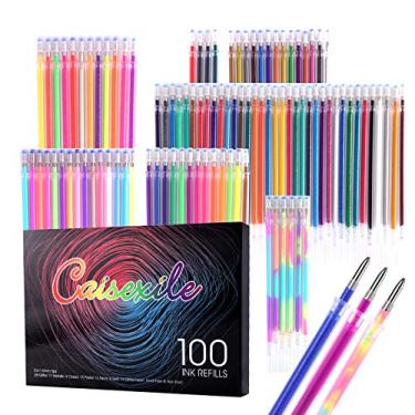 Imagem de Pacote com 100 refis de caneta de gel para colorir livros de colorir para adultos, canetas de neon com purpurina, pastel e fluorescência