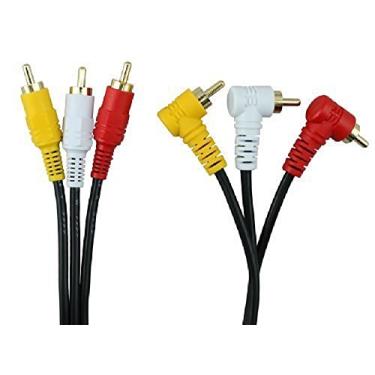 Imagem de Cabo de áudio e vídeo estéreo Triple RCA – Ângulo direito para reta de 1 metro