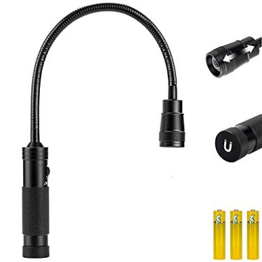 Imagem de Luz de trabalho LED, lanterna flexível pescoço de ganso de 500 lúmens com base magnética, luz de grelha ajustável com zoom, luz de local de trabalho para banco de trabalho, reparação automática, leitura, emergência e churrasco