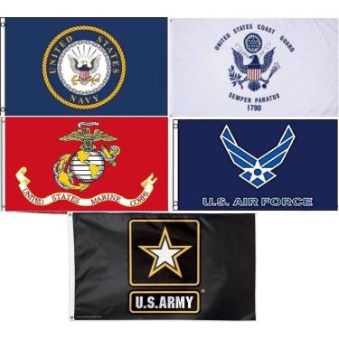 Imagem de Atacado lote 5 3 x 5 ramos militar USAF USCG USMC (EGA) conjunto de bandeira do exército azul marinho 3 'x5 ' #6 resistente a desbotamento costura dupla qualidade premium